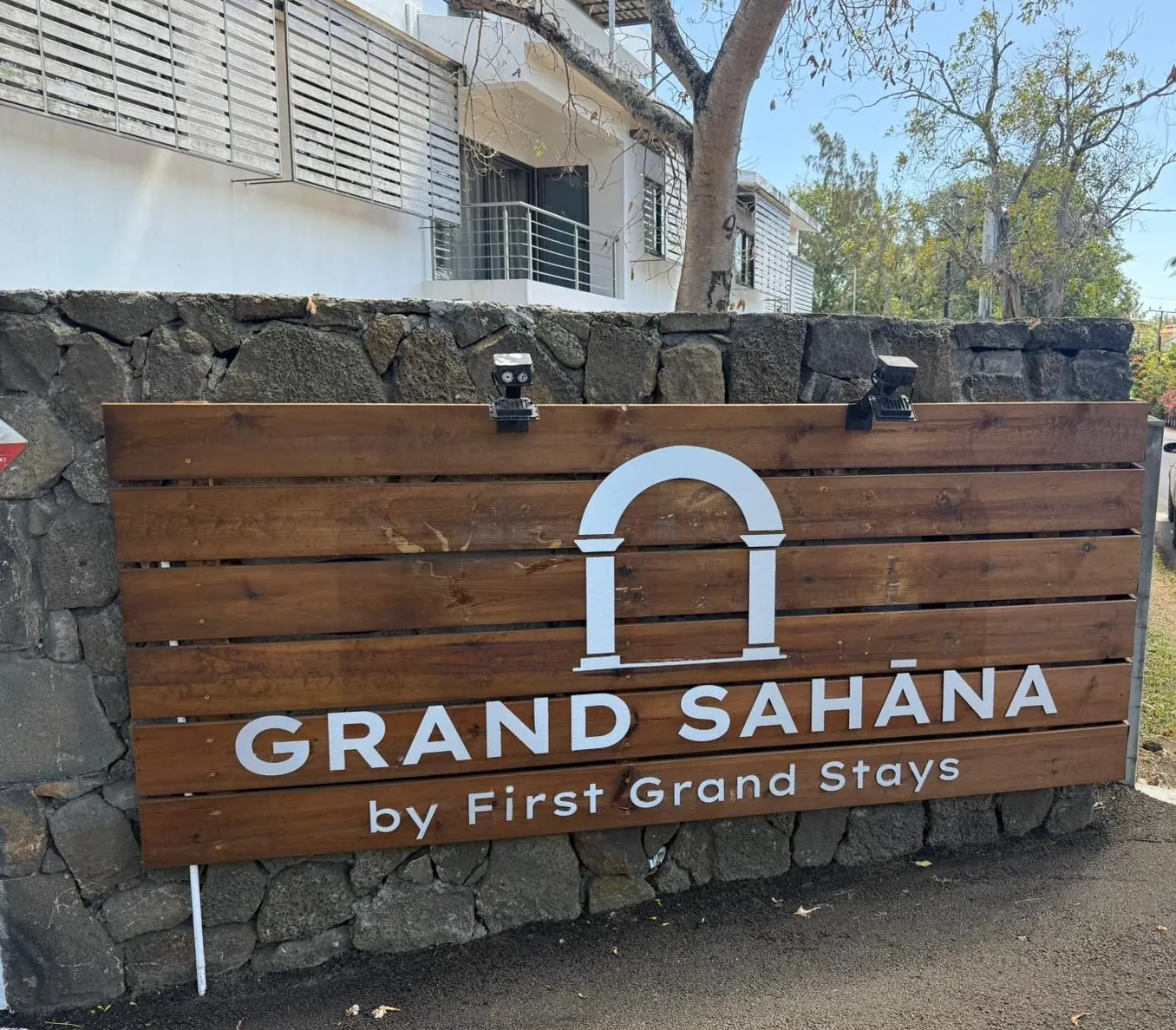 Grand Sahāna by First Grand Stays entrance signage